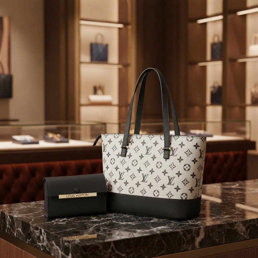 The "Iconic Monochrome" Tote Bag & Clutch Set
