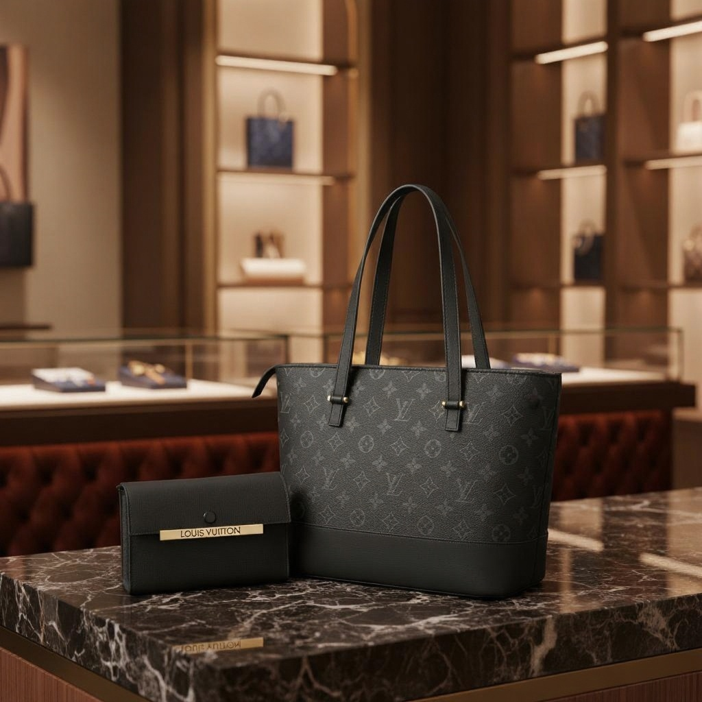 The "Iconic Monochrome" Tote Bag & Clutch Set