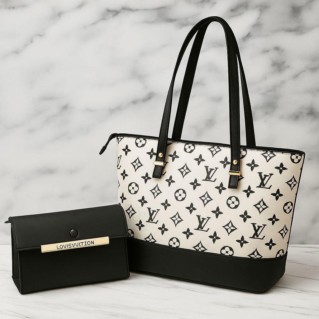 The "Iconic Monochrome" Tote Bag & Clutch Set