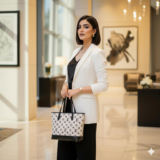 The "Iconic Monochrome" Tote Bag & Clutch Set